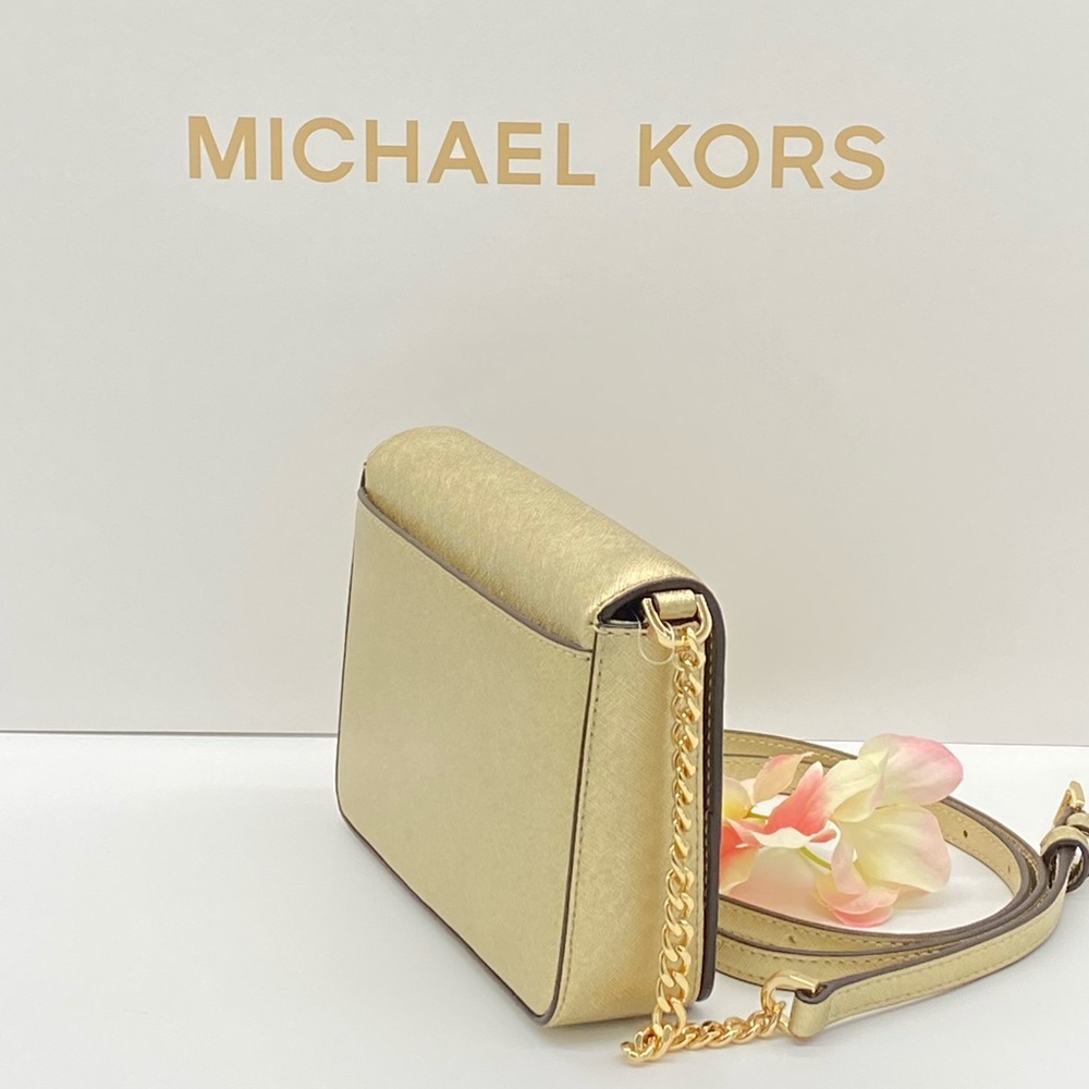 MICHAEL KORS LUNA SMALL CLUTCH XBODY PALE GOLD - Picture 5 of 14